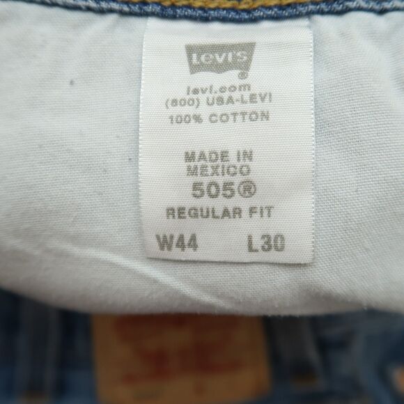 Levi's 505 Jeans Mens Size 44x30 (42x30 Actual) Blue Regular Straight Denim - Picture 7 of 16